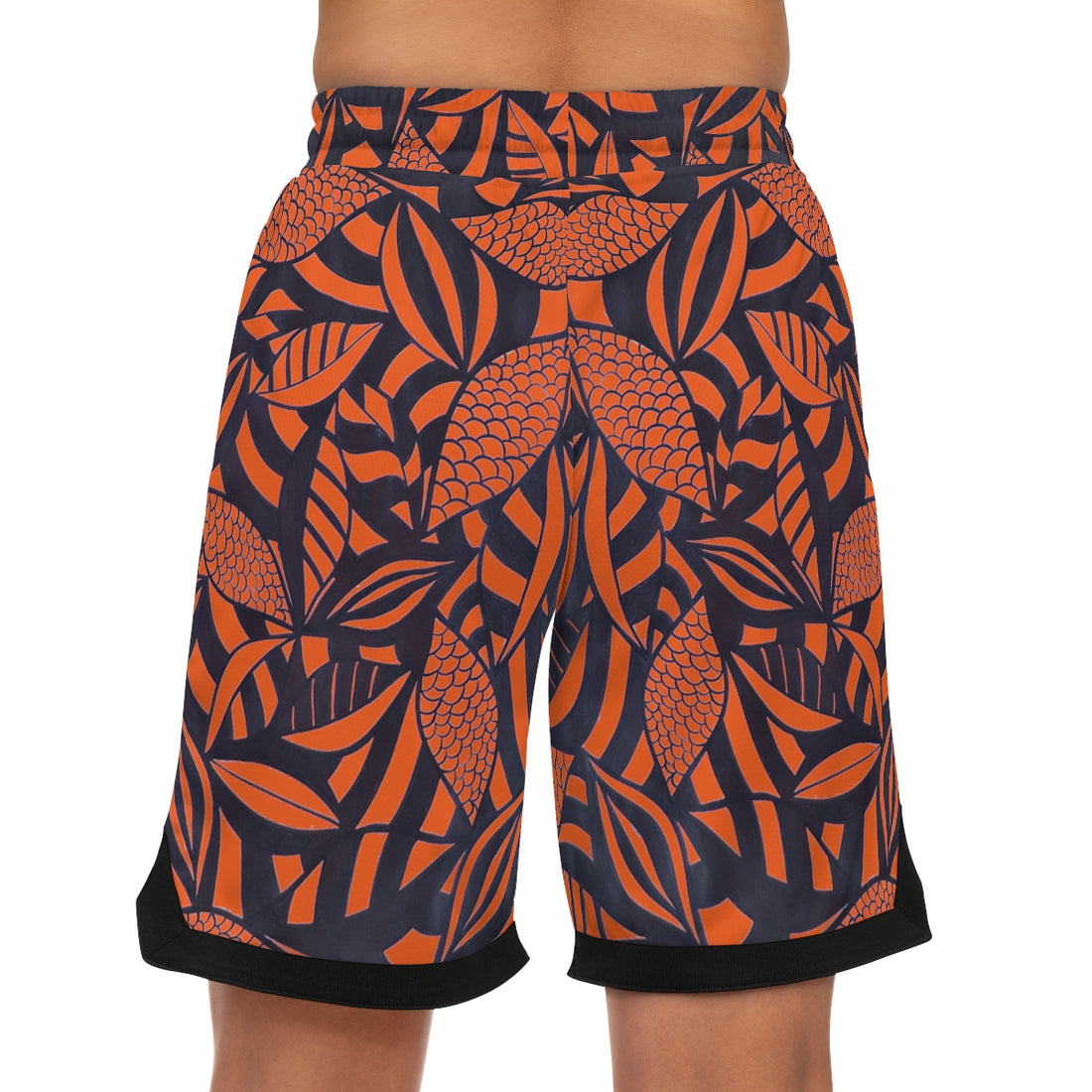 Orange Tropical Minimalist Basketball Rib Shorts (AOP)