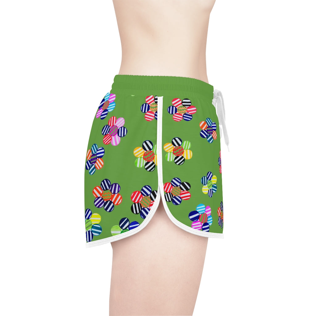 Olive Candy Florals Relaxed Shorts