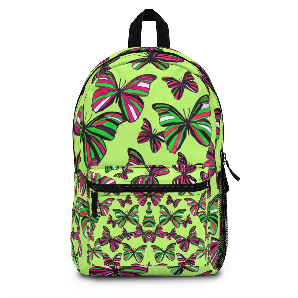 Butterflies Lime Green Backpack