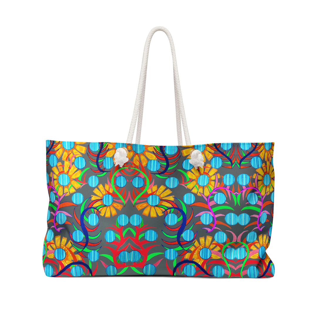 Ash Grey Sunflower Weekender Open Beach Tote Bag