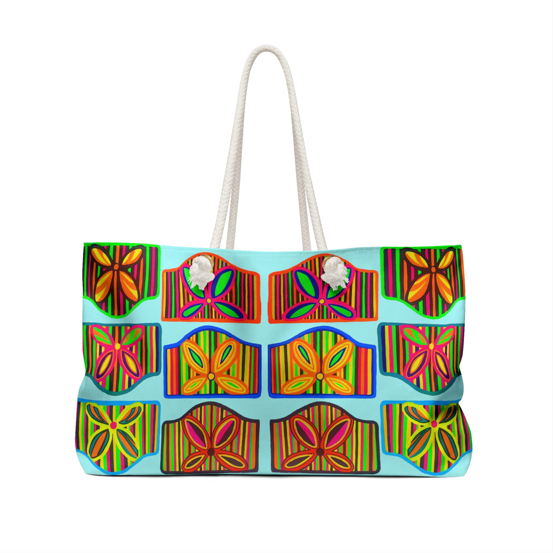 Icy Blue Deco Print Weekender Tote Bag