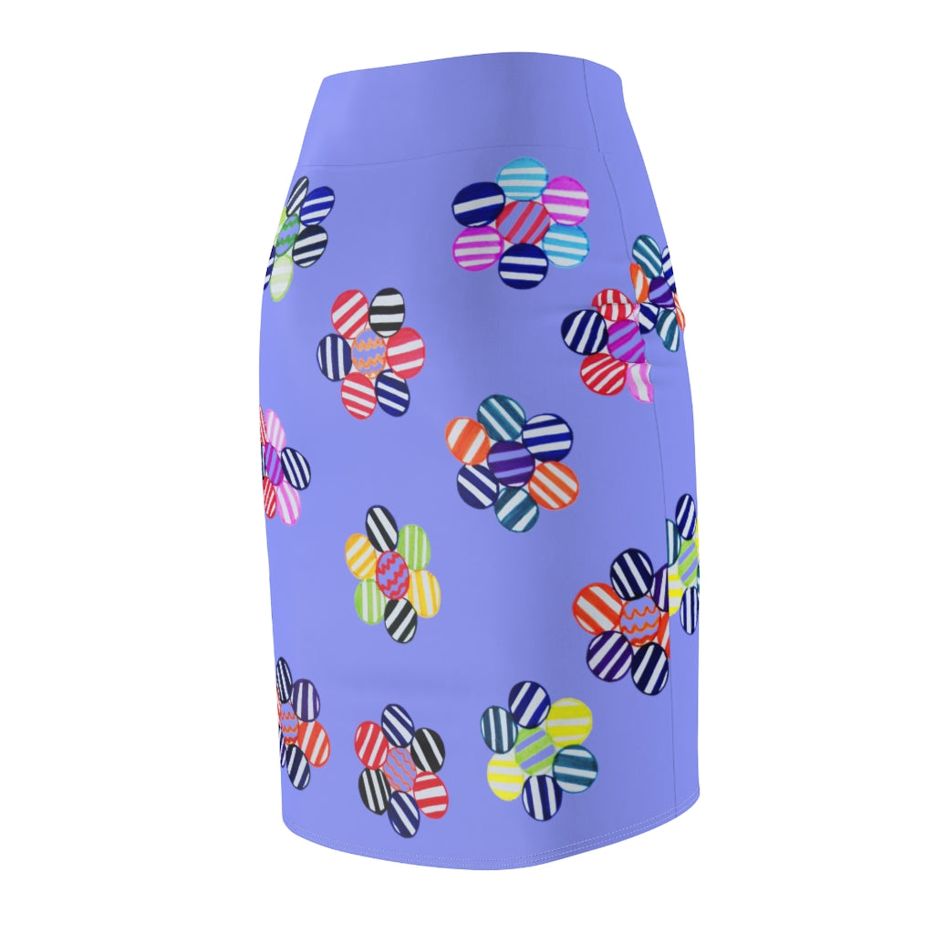 Very Peri Candy Florals Print Pencil Skirt