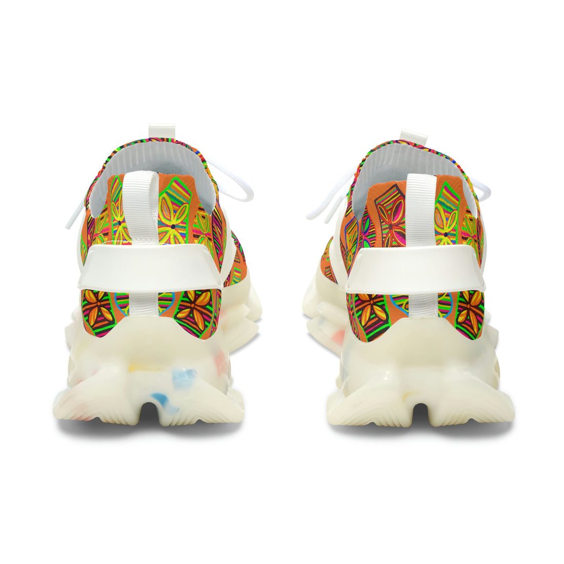 Peach Deco Print OTT Women's Mesh Knit Sneakers