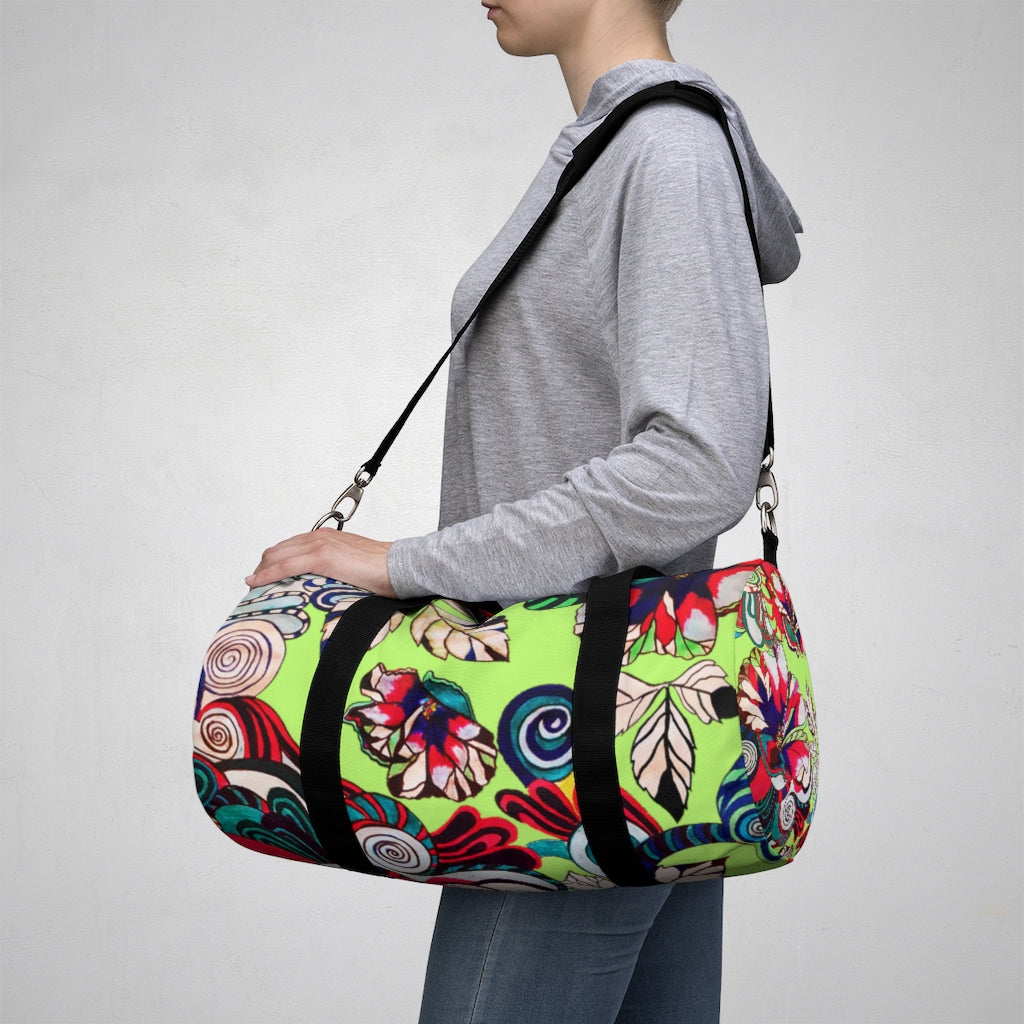 Artsy Floral Pop Lime Duffel Bag