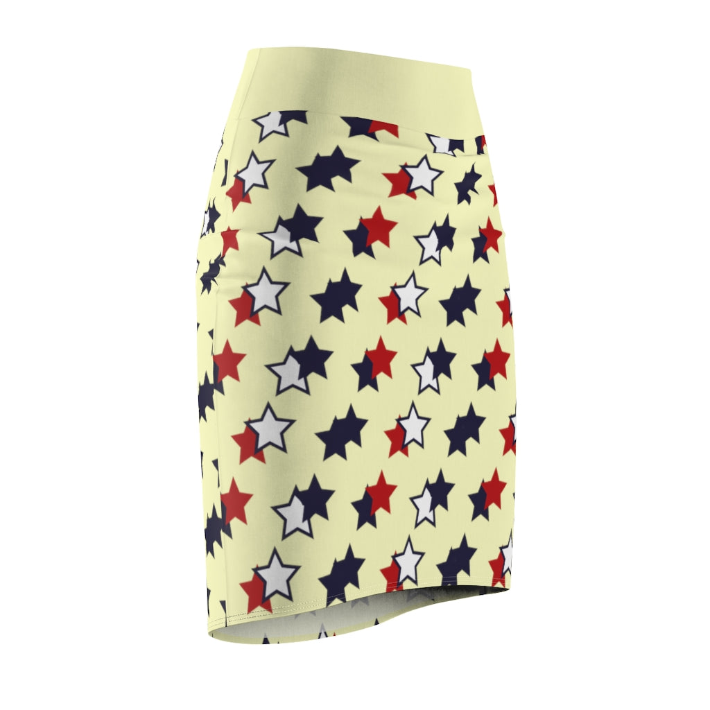 AOP Starry Cream Pencil Skirt
