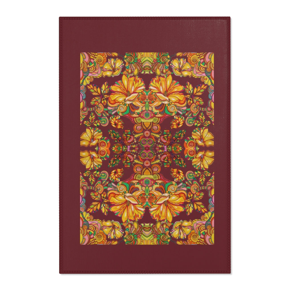 Artsy Floral Marsala Area Rug