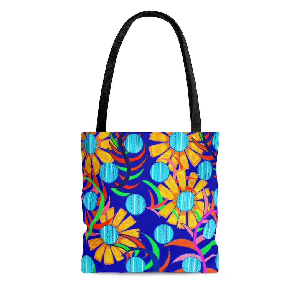 AOP The Sunflower Electric Blue Tote Bag