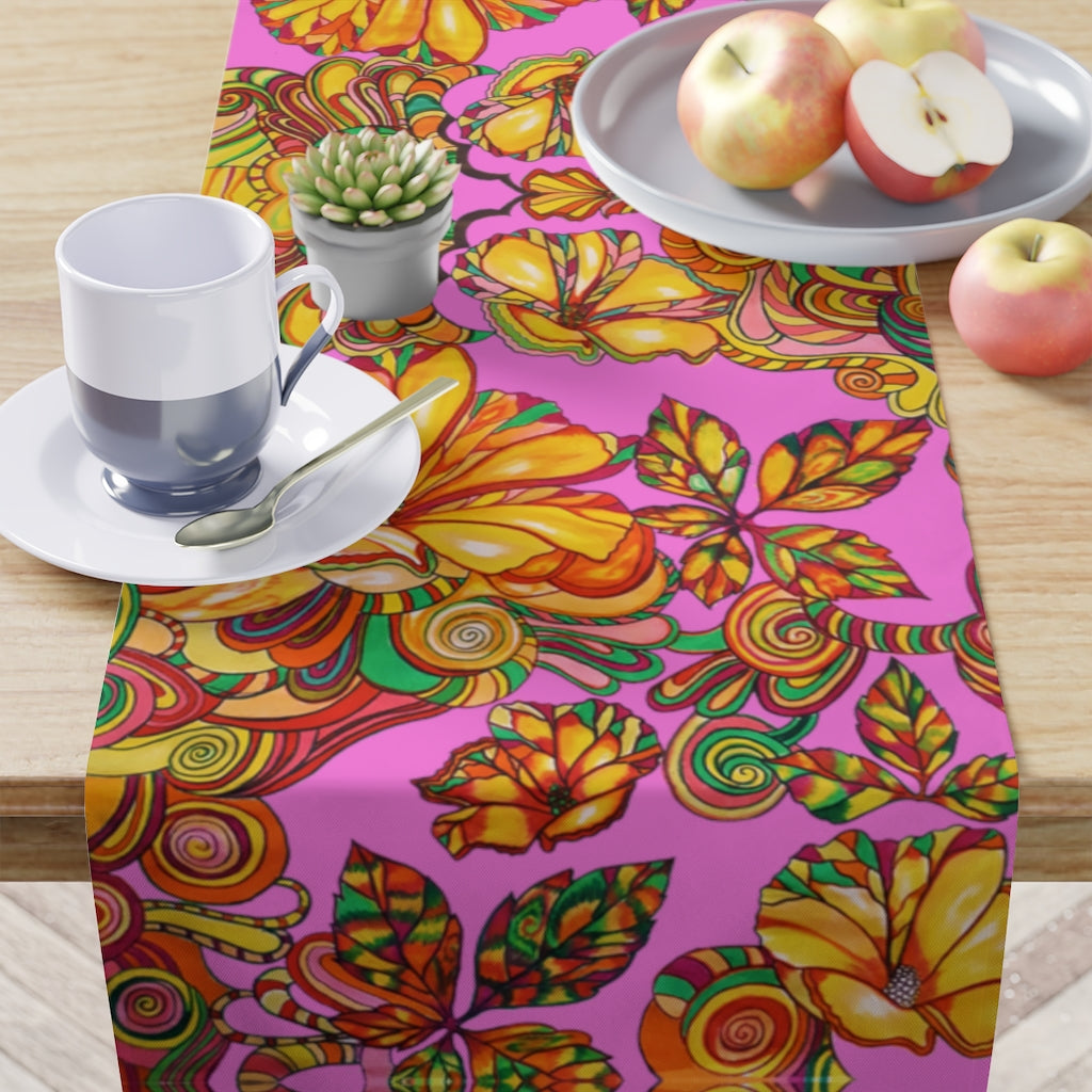 Artsy Floral Rose Table Runner
