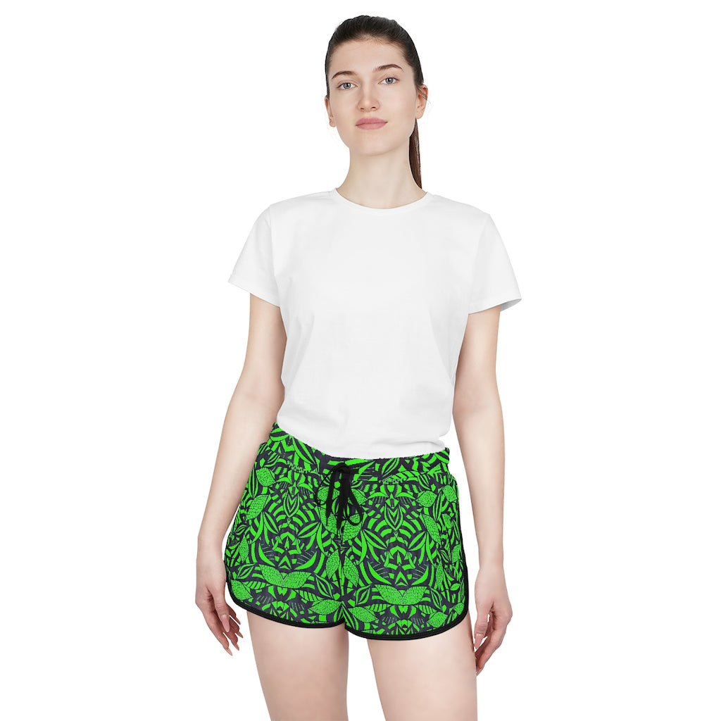 Neon Green Tropical Minimalist Relaxed Shorts
