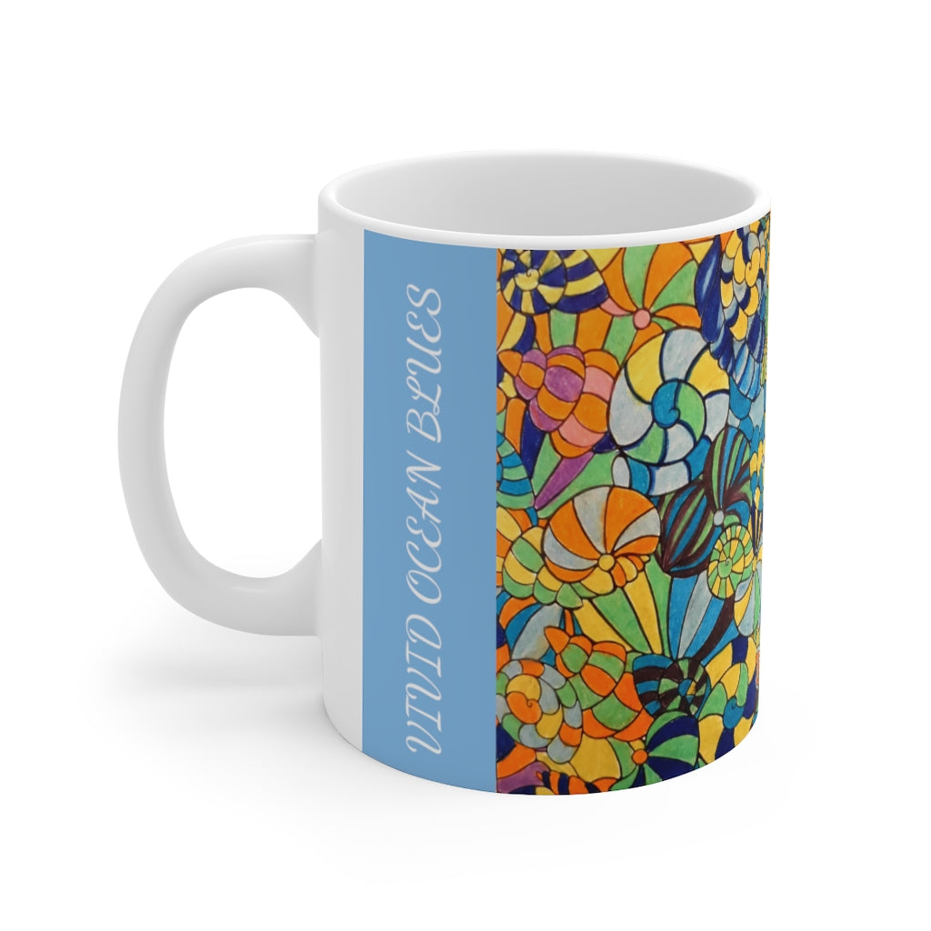 Vivid Ocean Blues Pastel Blue Ceramic Mug 11oz