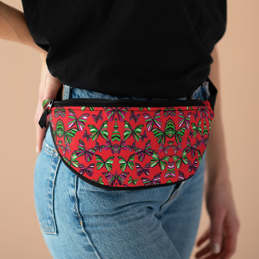 Butterflies Red Fanny Pack