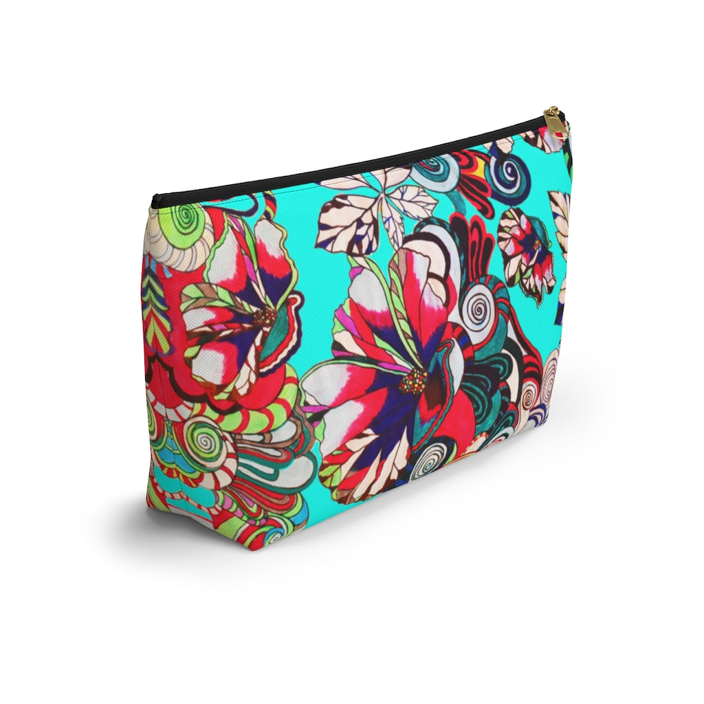 Artsy Floral Pop Cyan Accessory Pouch