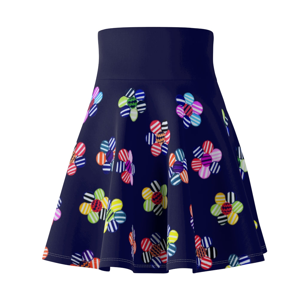 Ink Striped Floral Skater Skirt