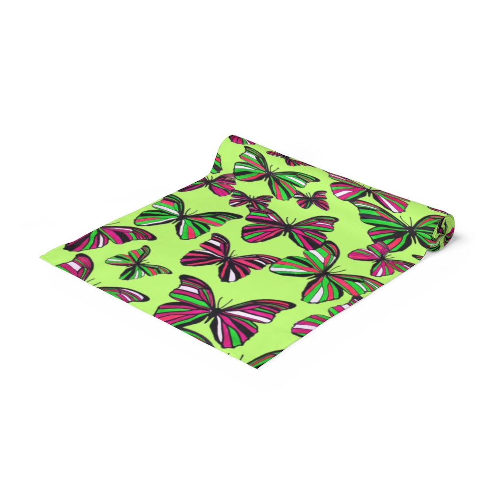 Butterflies Lime Table Runner