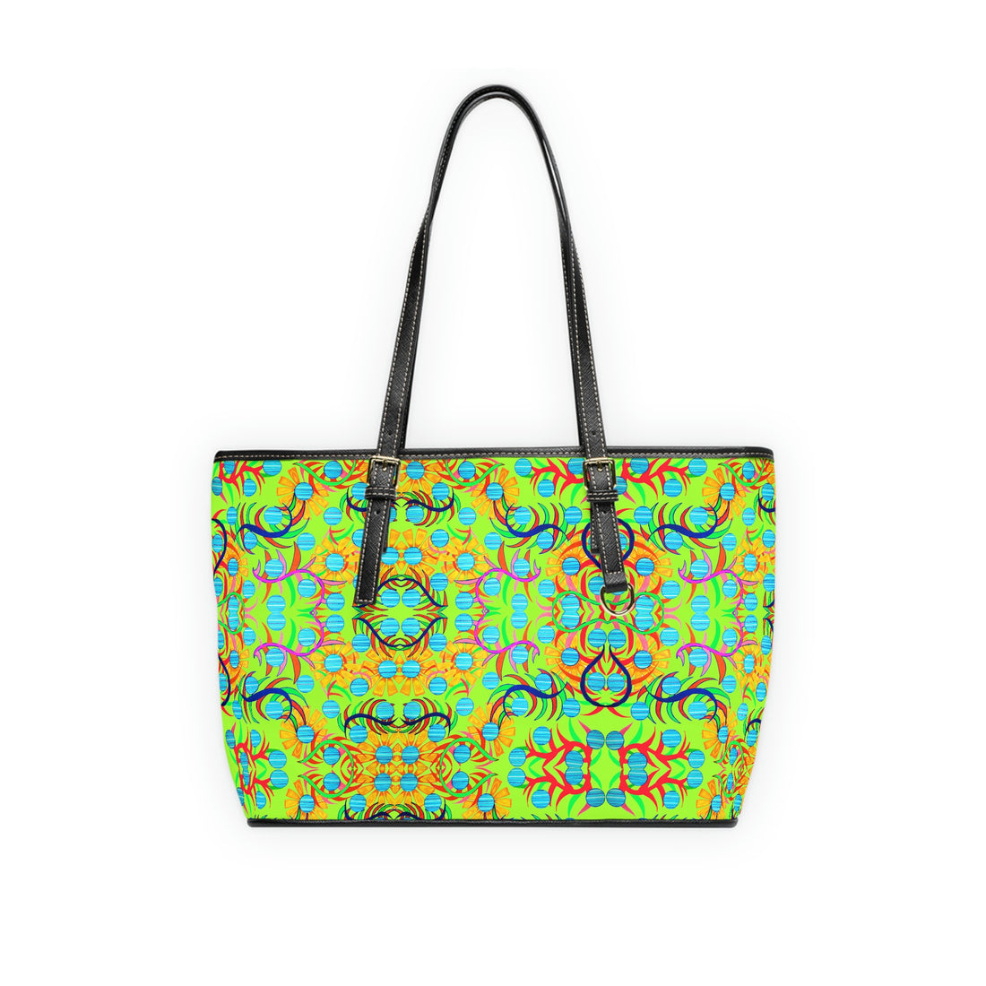 Lime Green Sunflower PU Leather Shoulder Bag