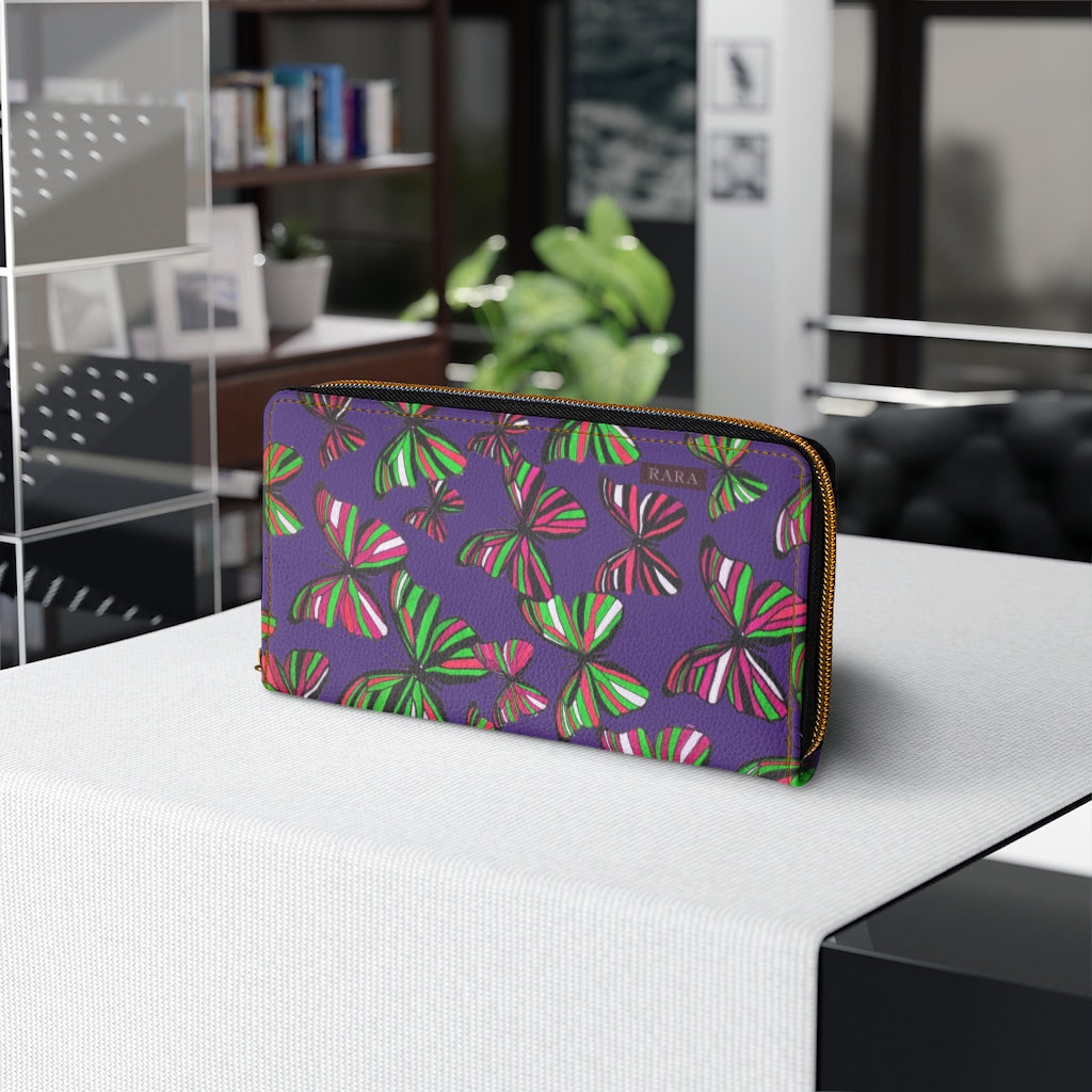 purple butterfly print wallet