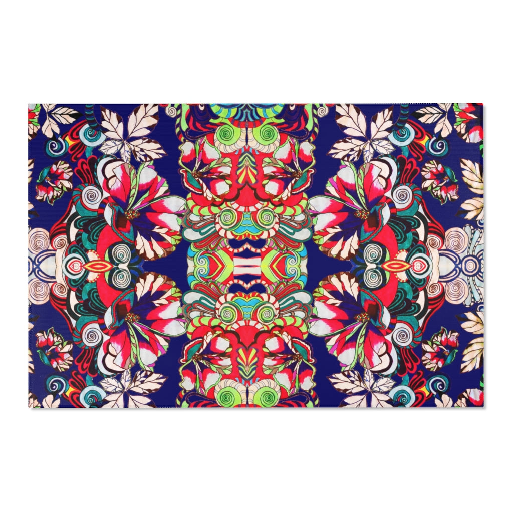 Artsy Floral Pop Royal Ink Rug
