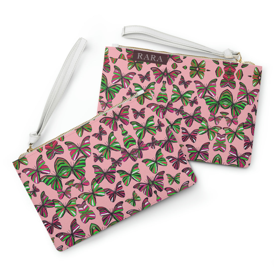 Blush Butterfly Print Clutch Bag