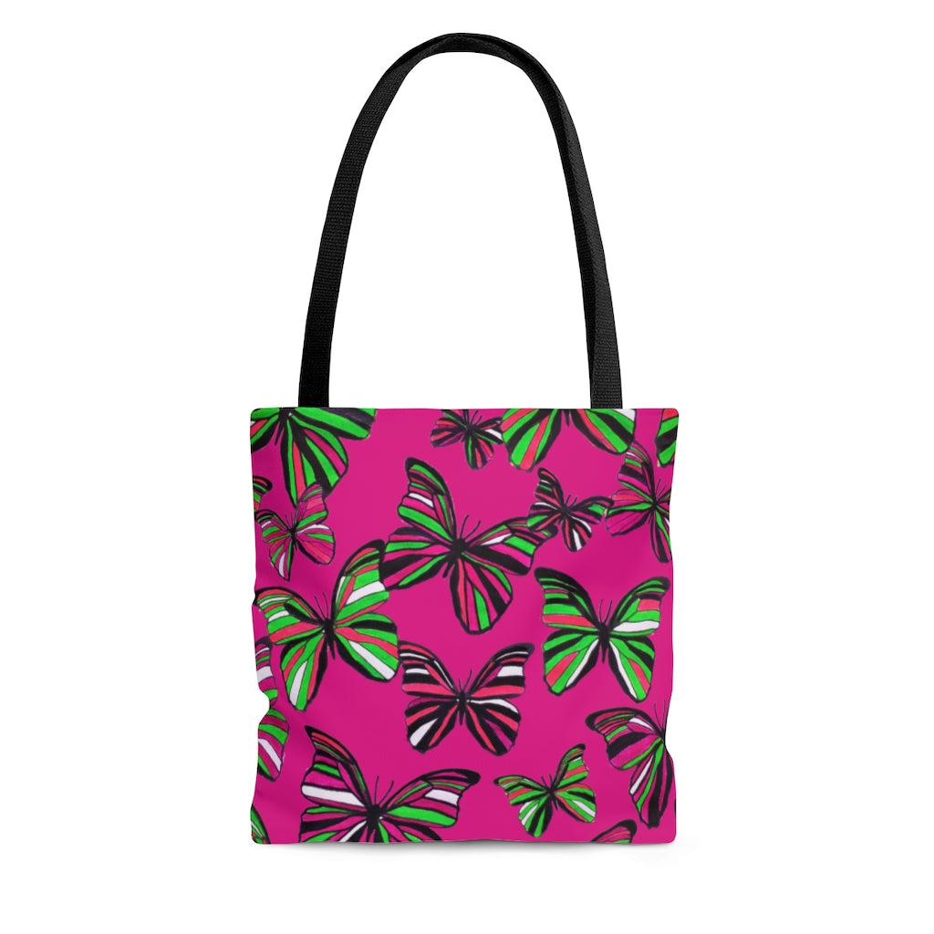 AOP Butterflies Pink Tote Bag