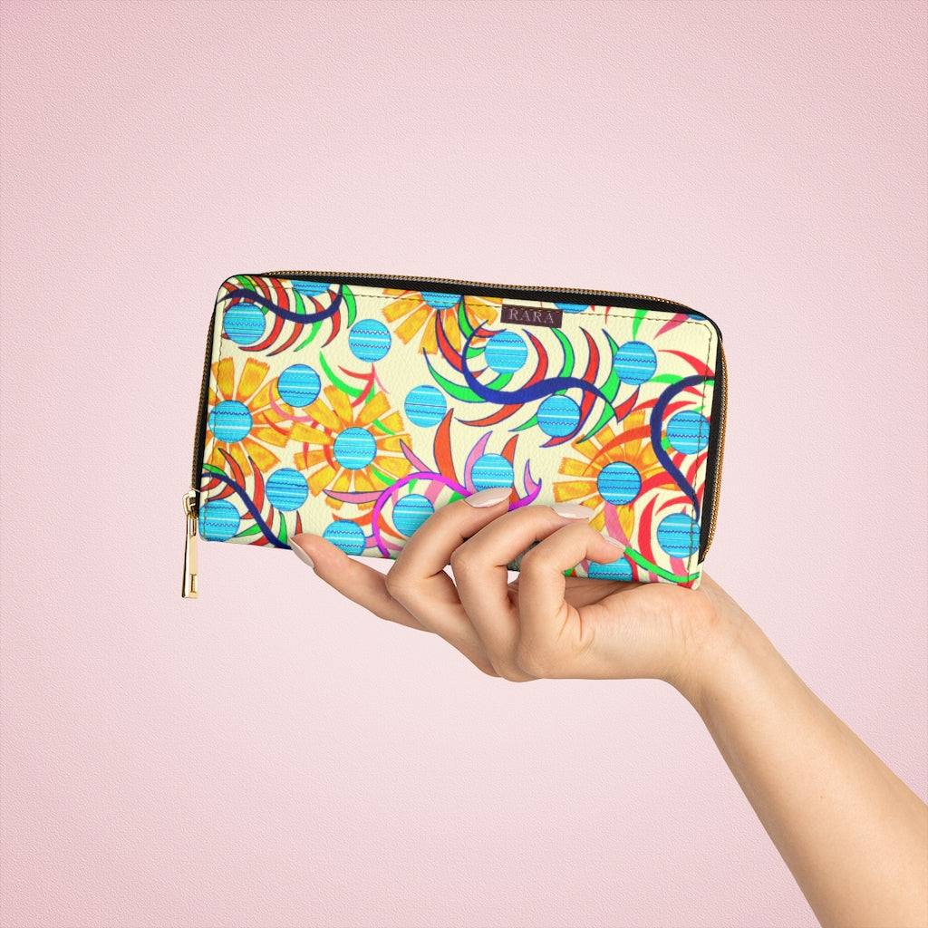 Cream sunflower Zipper Wallet