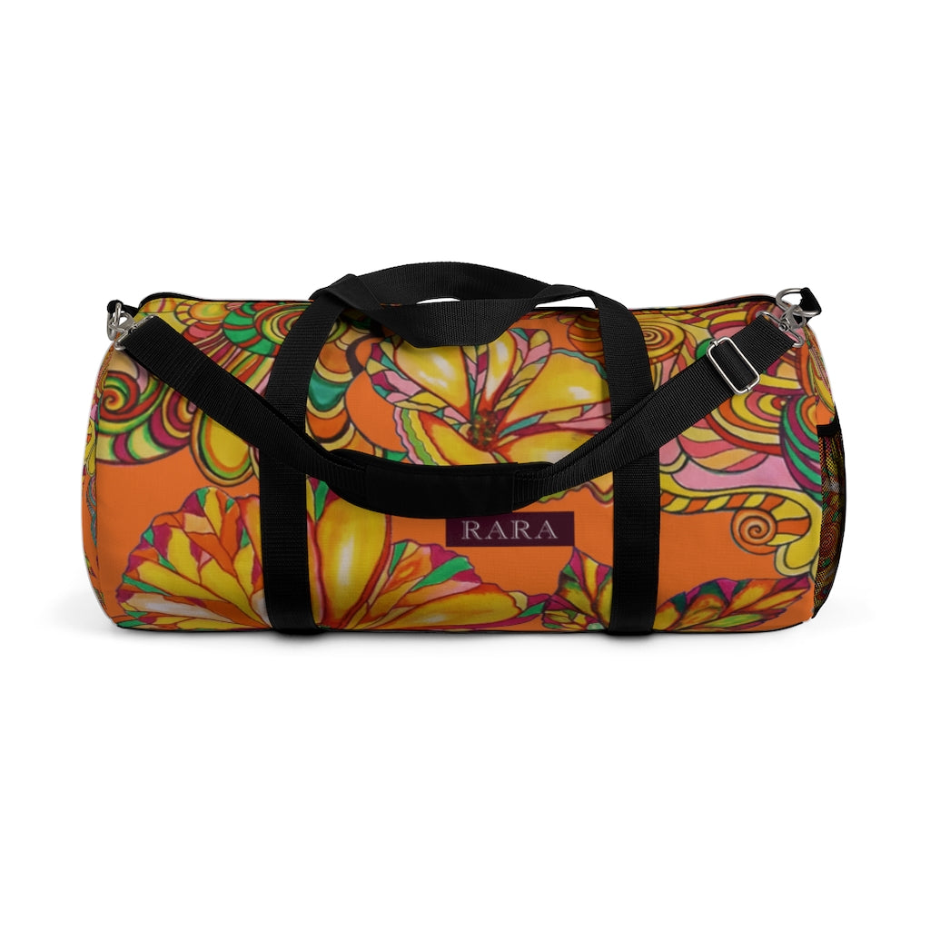 Artsy Floral Orange Duffel Bag