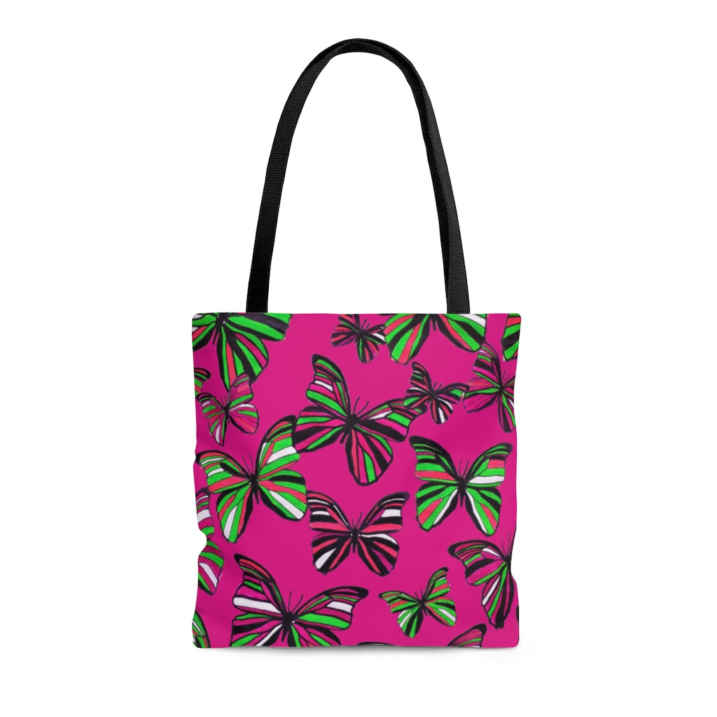 AOP Butterflies Pink Tote Bag