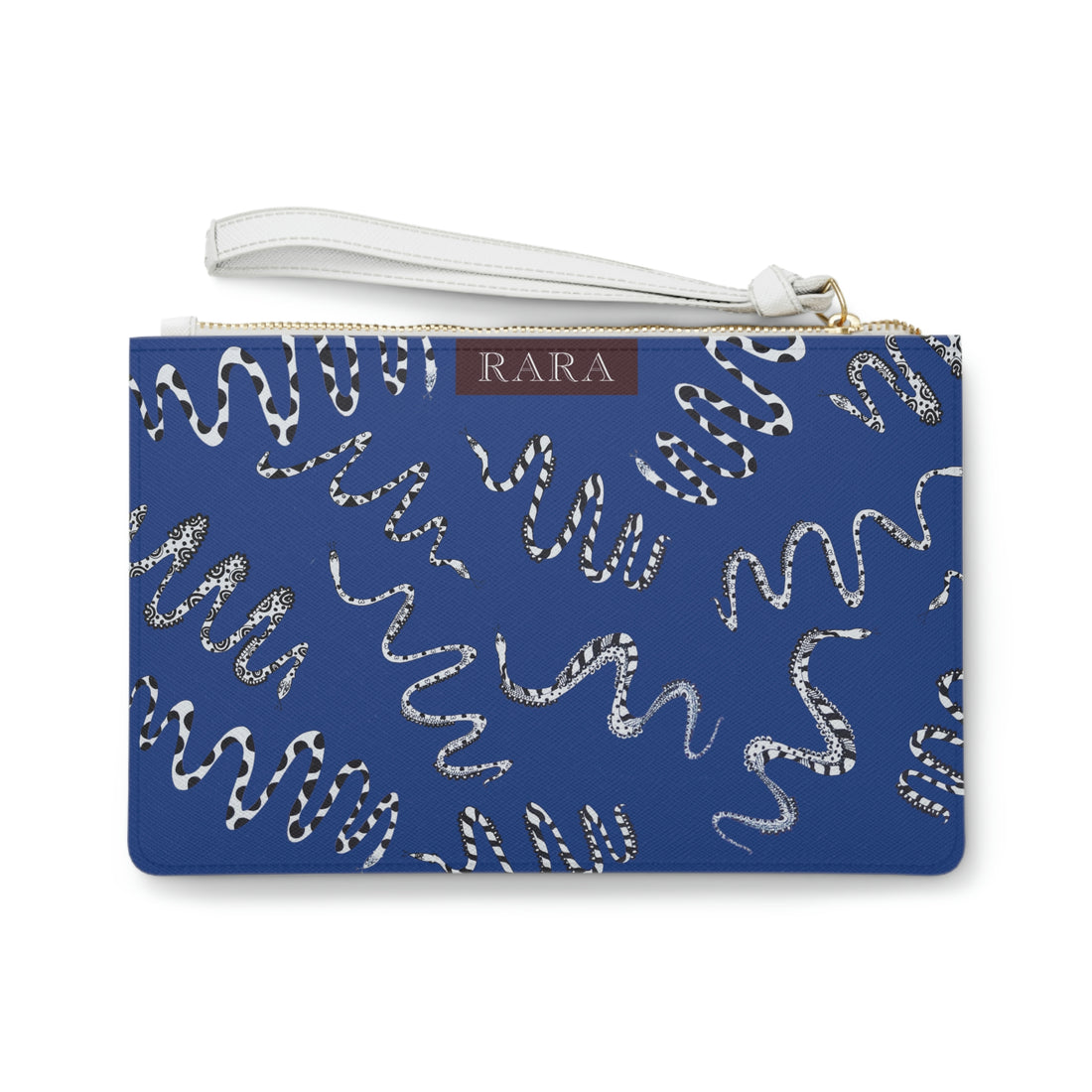 Royal Blue Snake Print Clutch Bag