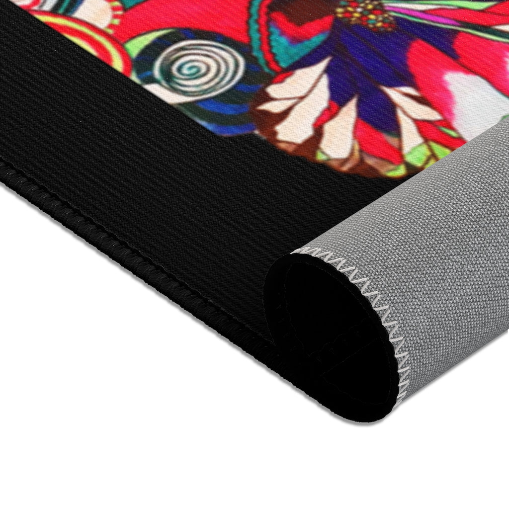 Artsy Floral Pop Black Area Rug