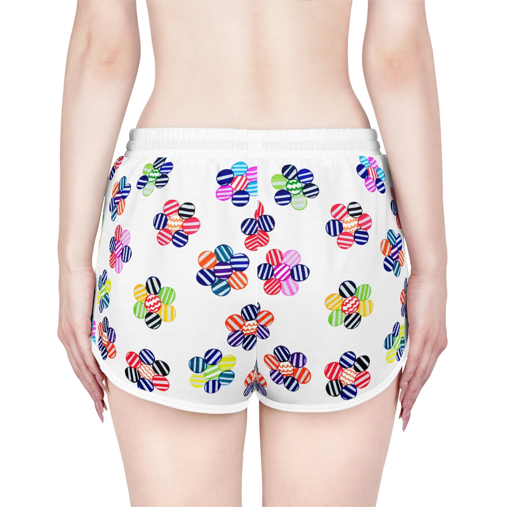 White Candy Florals Relaxed Shorts