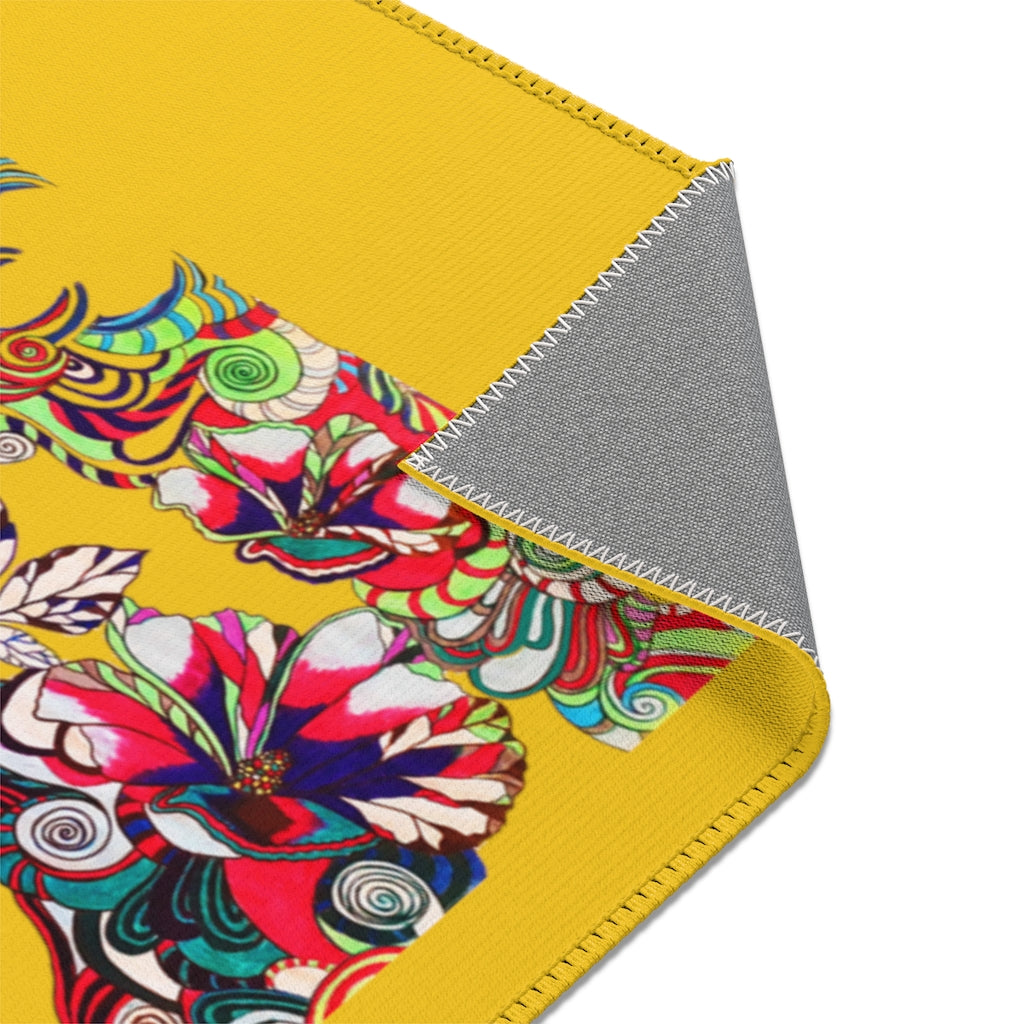 Artsy Floral Pop Yellow Area Rug