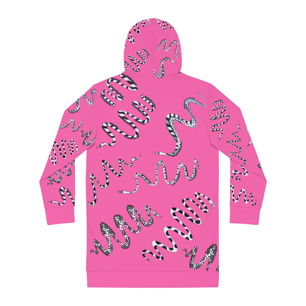 Rose Snake Print Hoodie Dress