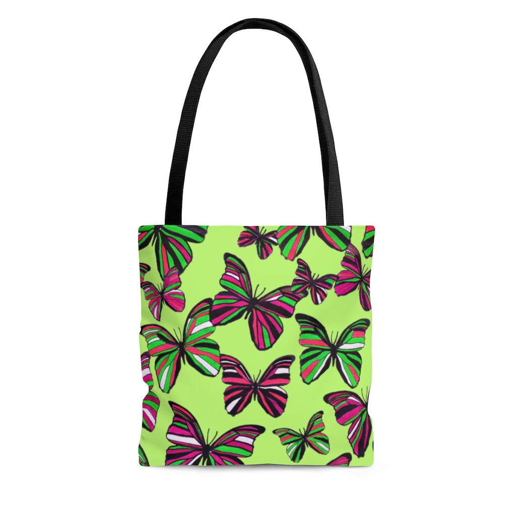 AOP Butterflies Lime Tote Bag