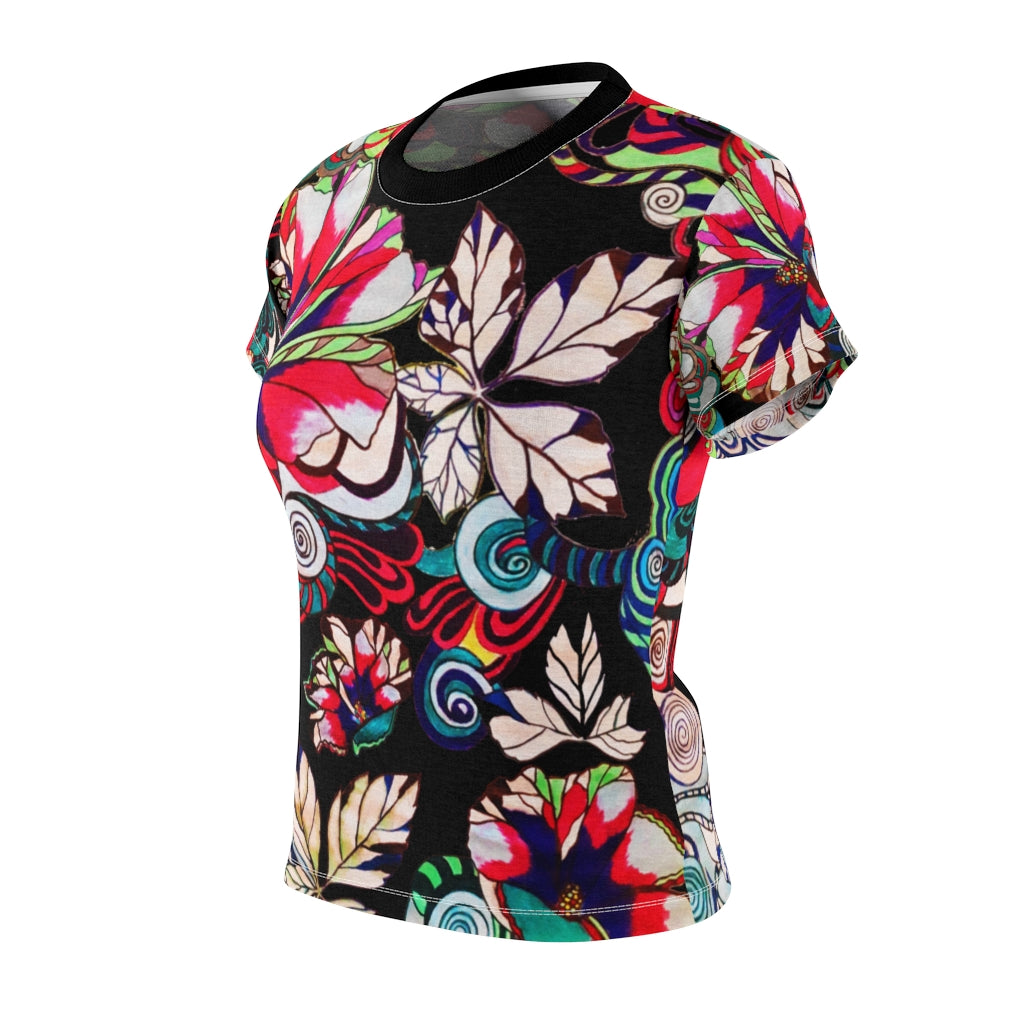 Graphic Floral AOP Black T-Shirt