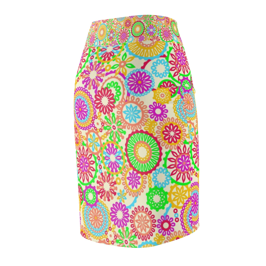 AOP 70's Lemon Pencil Skirt