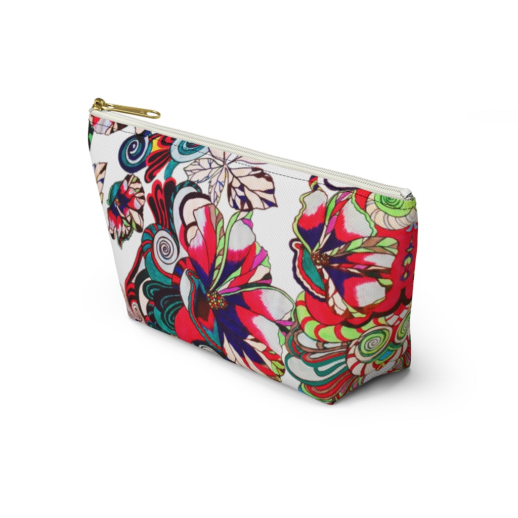 Floral Pop White Accessory Pouch