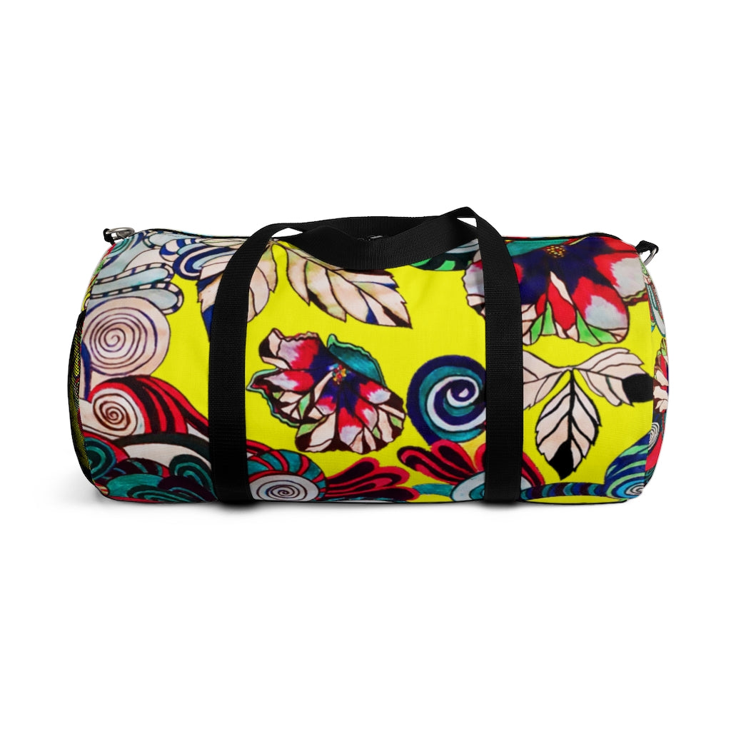 Artsy Floral Pop Canary Duffel Bag