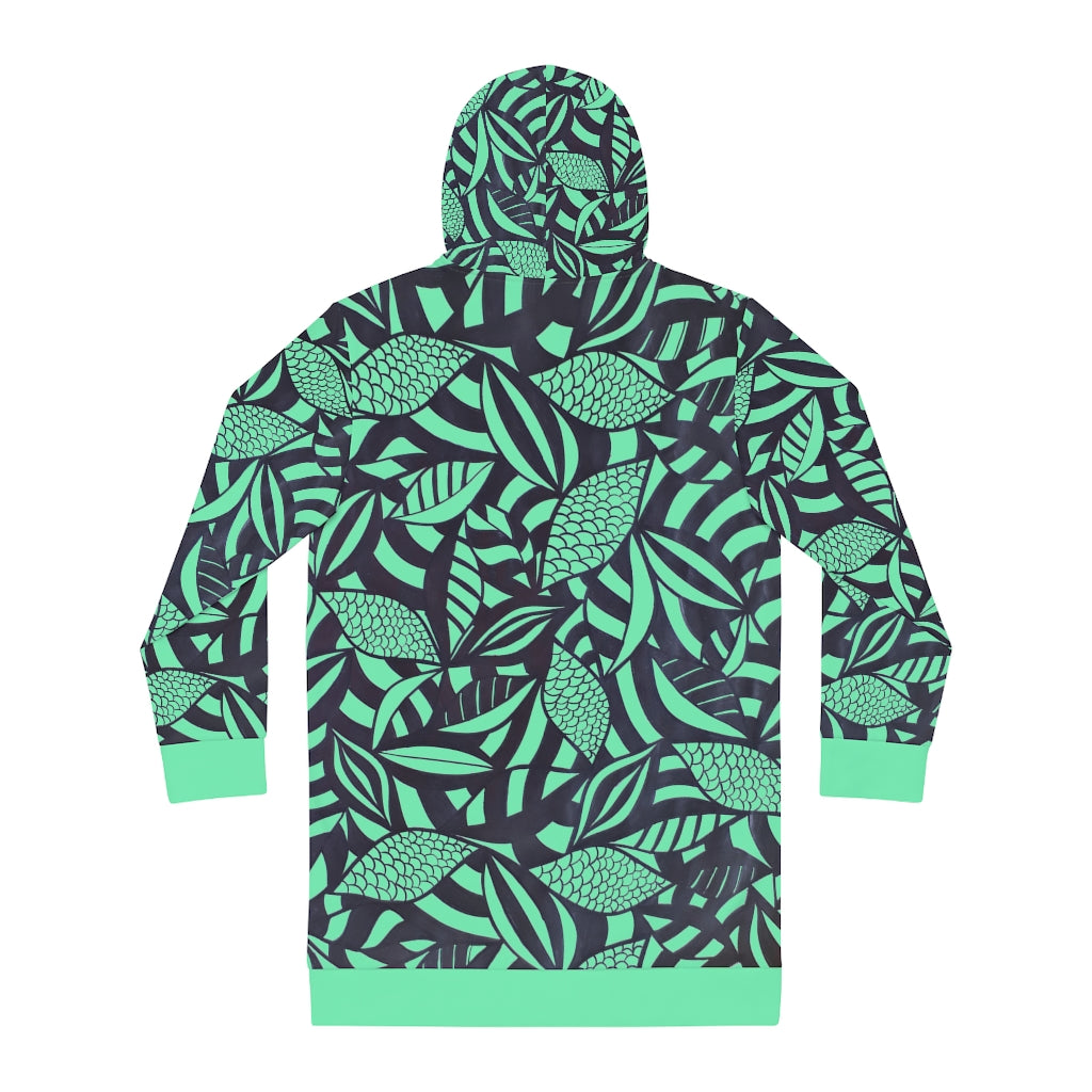 Tropical Minimalist Neo Green Hoodie Dress (AOP)