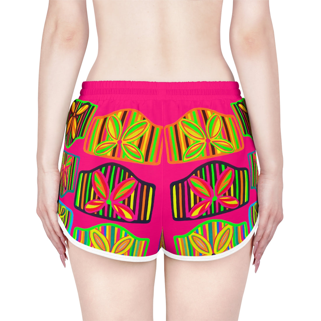 Hot Pink Deco Print Relaxed Shorts