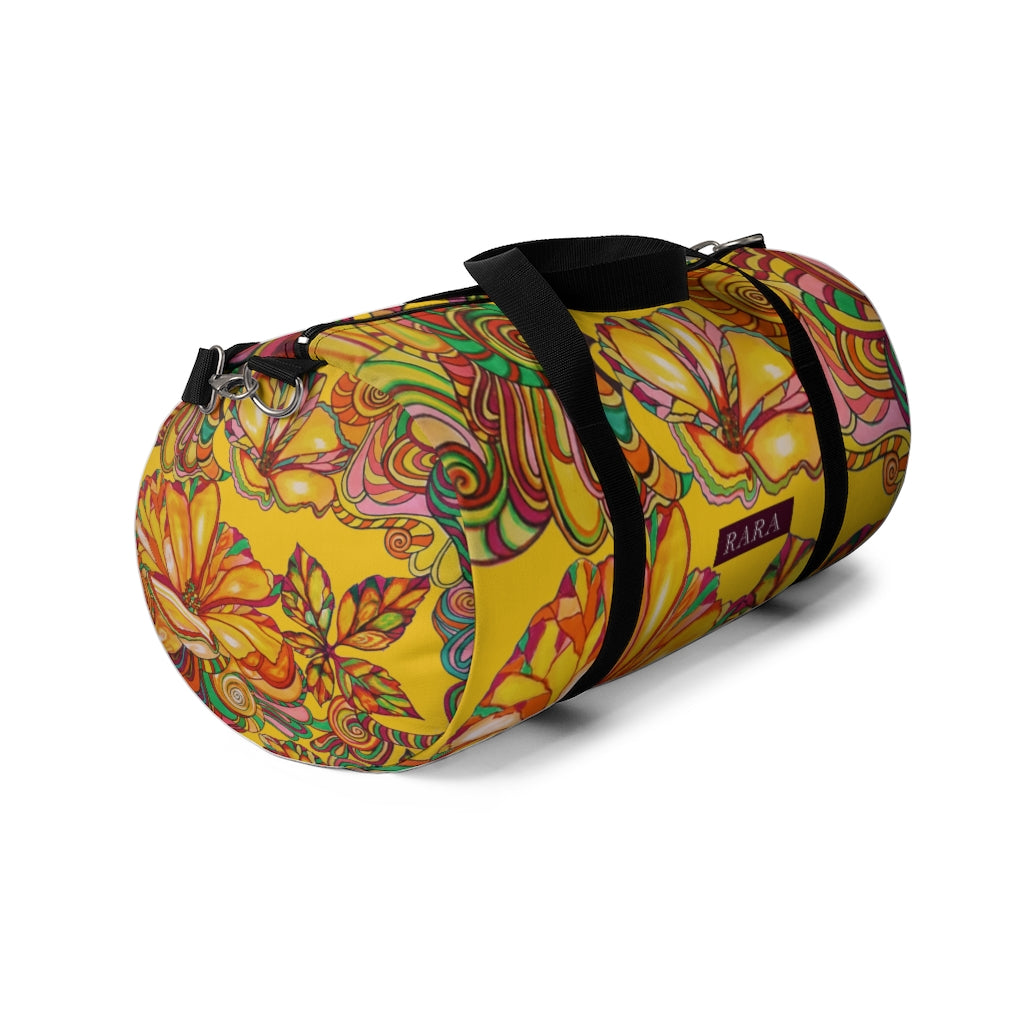 Artsy Floral Yellow Duffel Bag