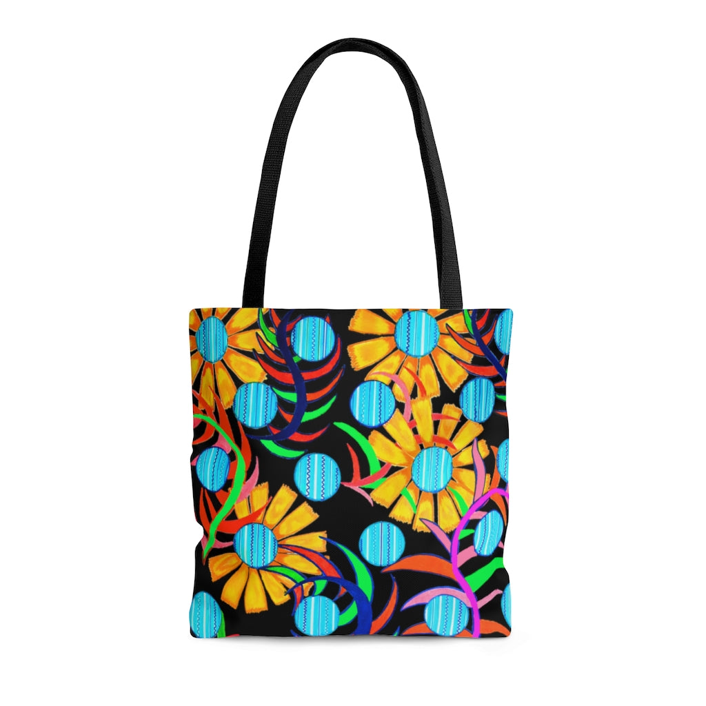 AOP The Sunflower Black Tote Bag