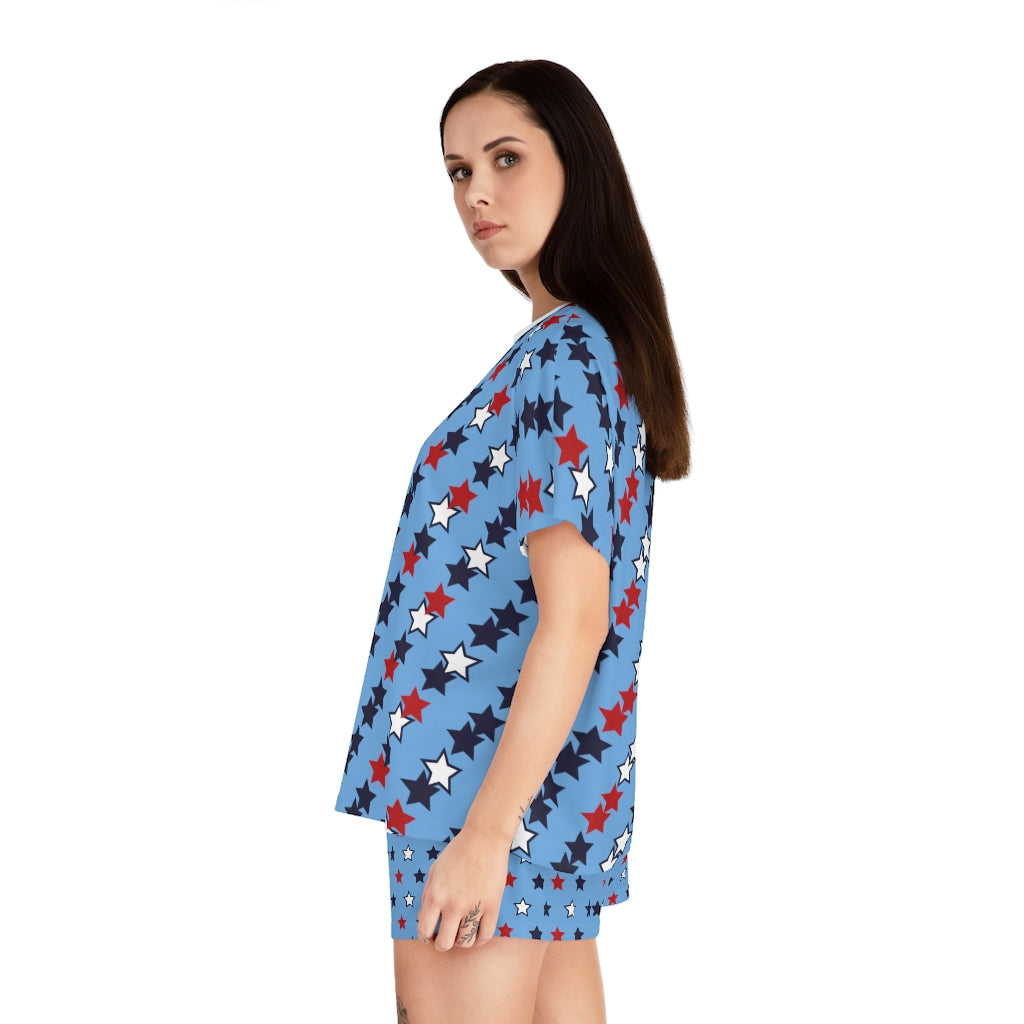 Sky Star Print Short Pajama Set (AOP)