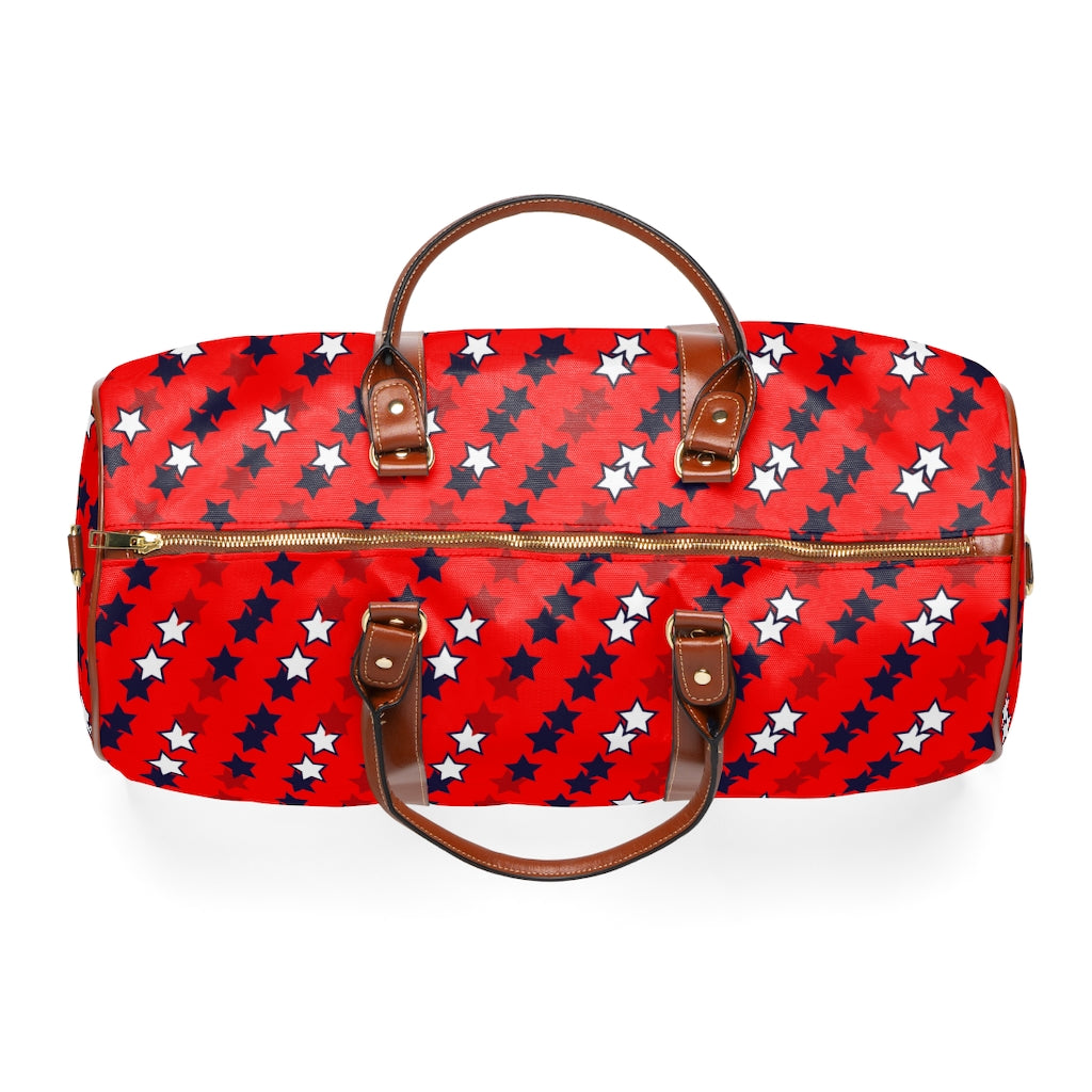 Red Starry Waterproof AOP Travel Bag