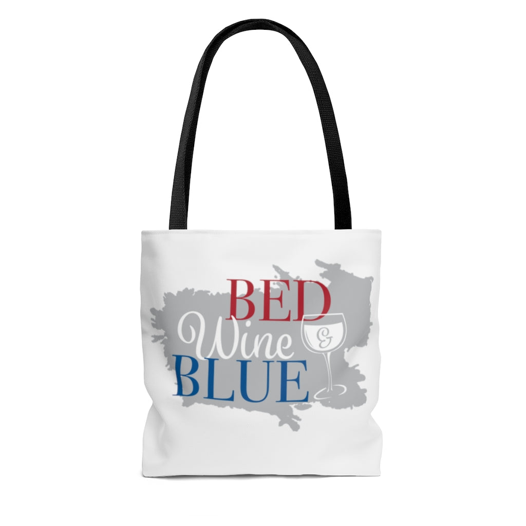 AOP Bed & Wine White Tote Bag