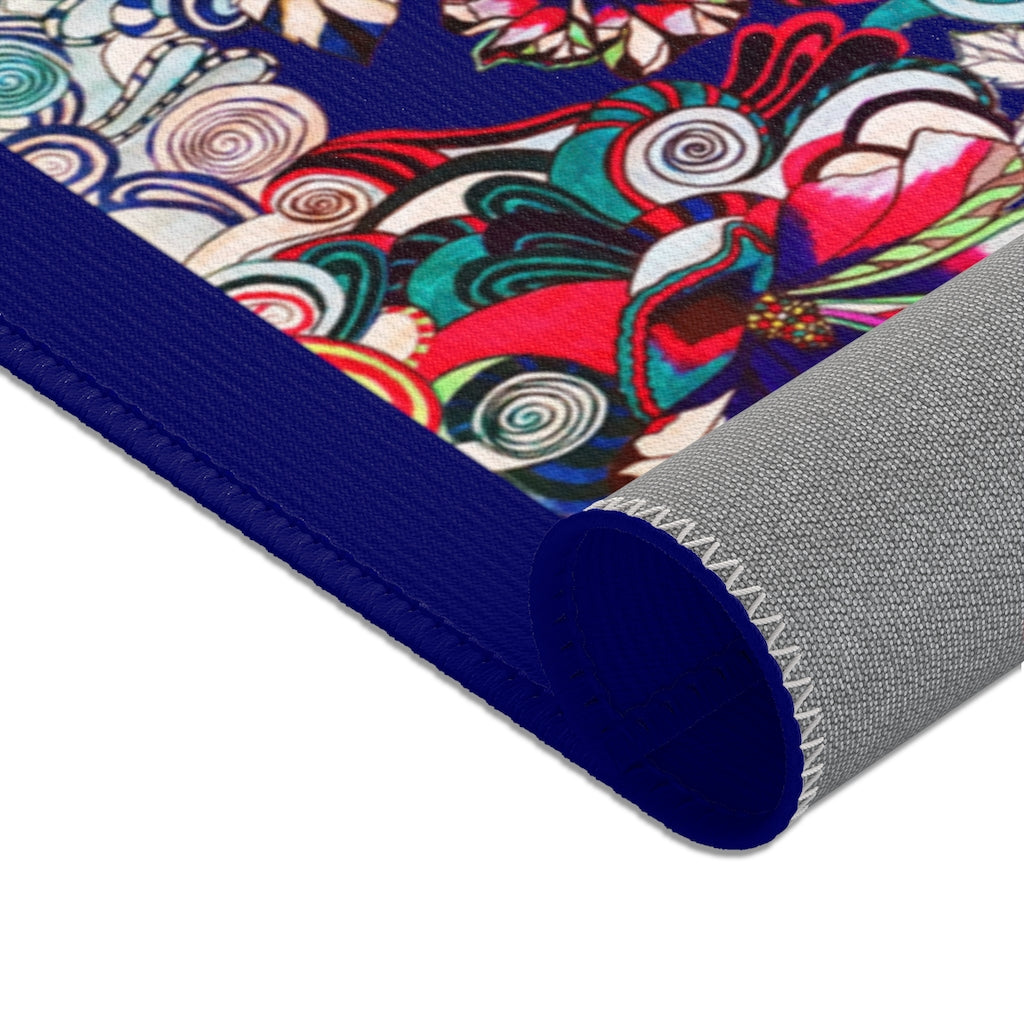 Artsy Floral Pop Royal Ink Rug