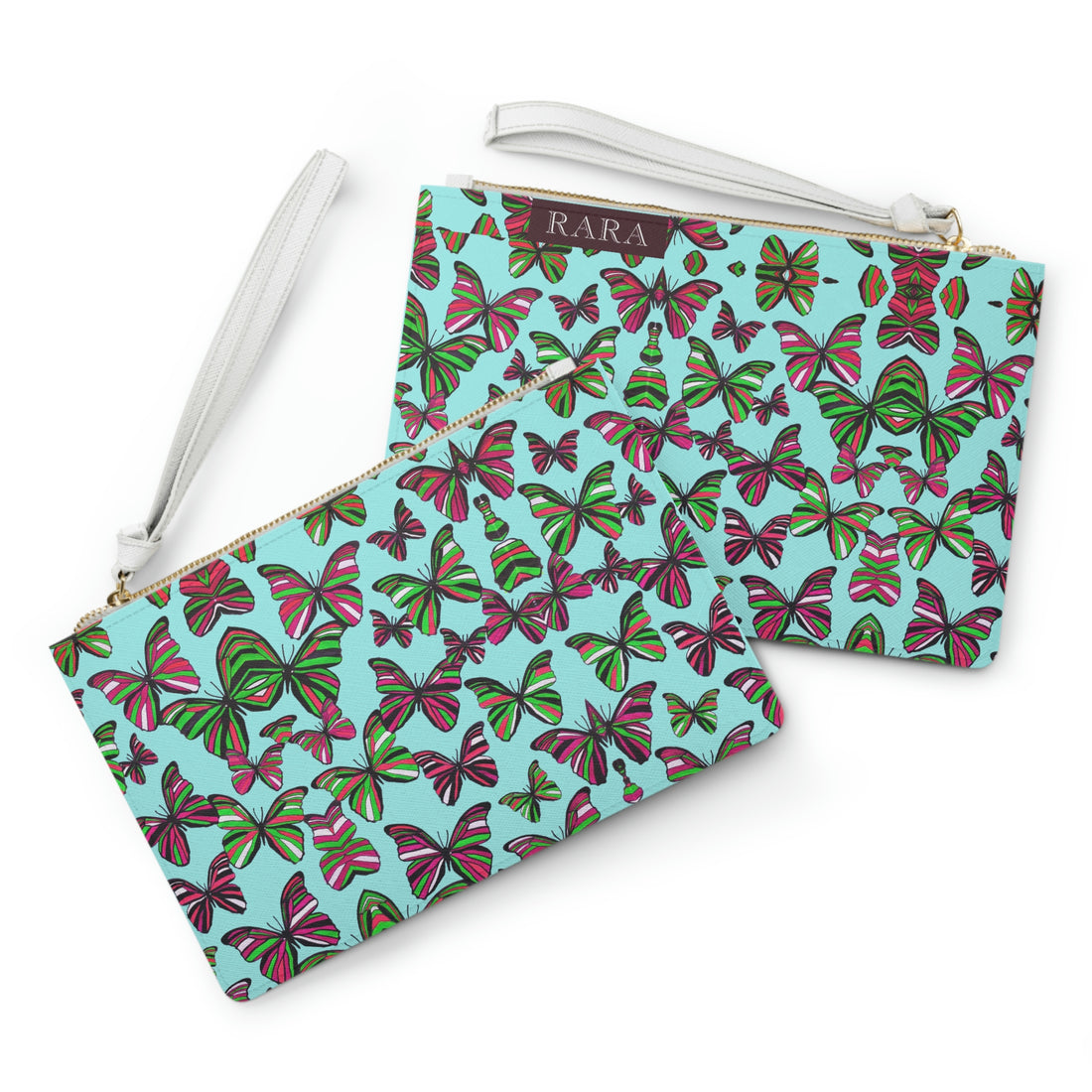 butterfly print icy blue print clutch bag