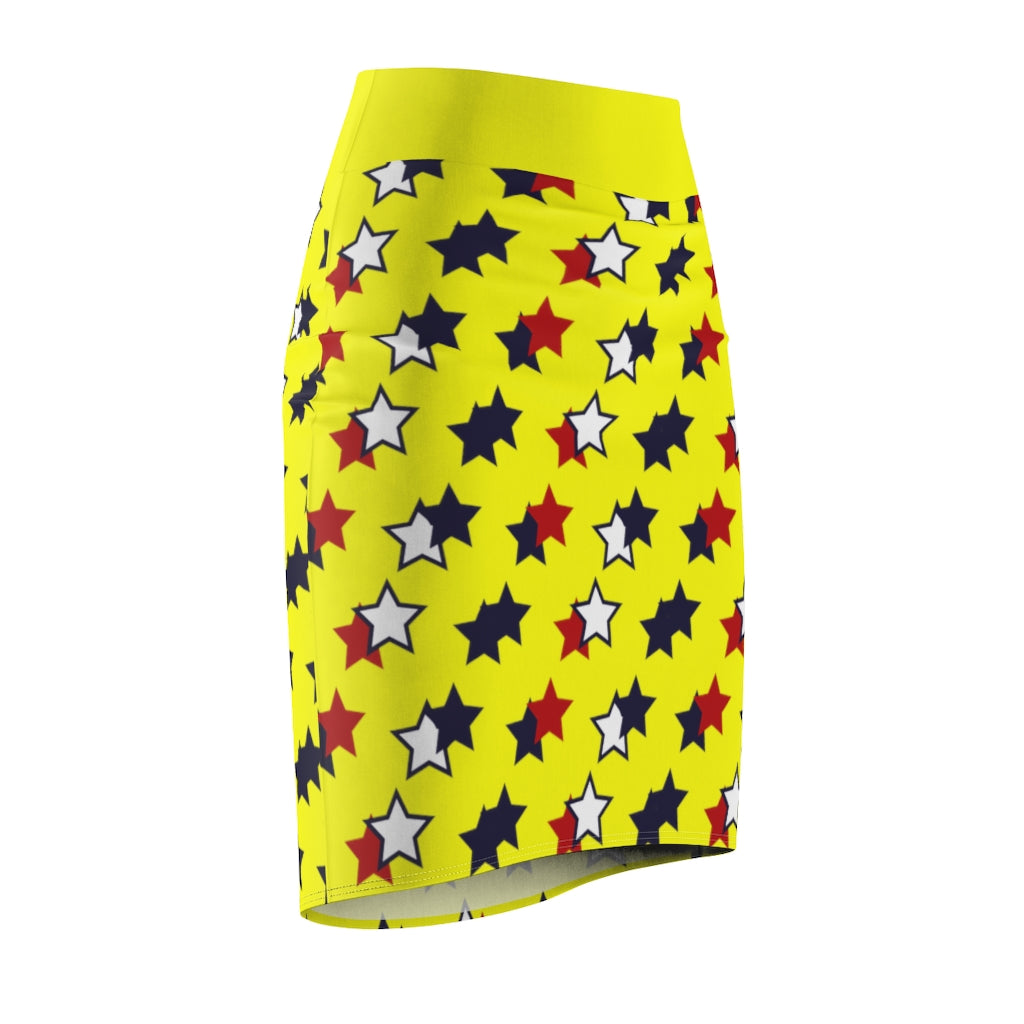 AOP Starry Canary Pencil Skirt