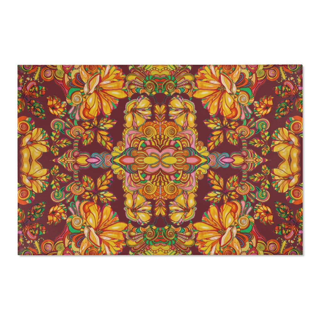 Artsy Floral Marsala Area Rug