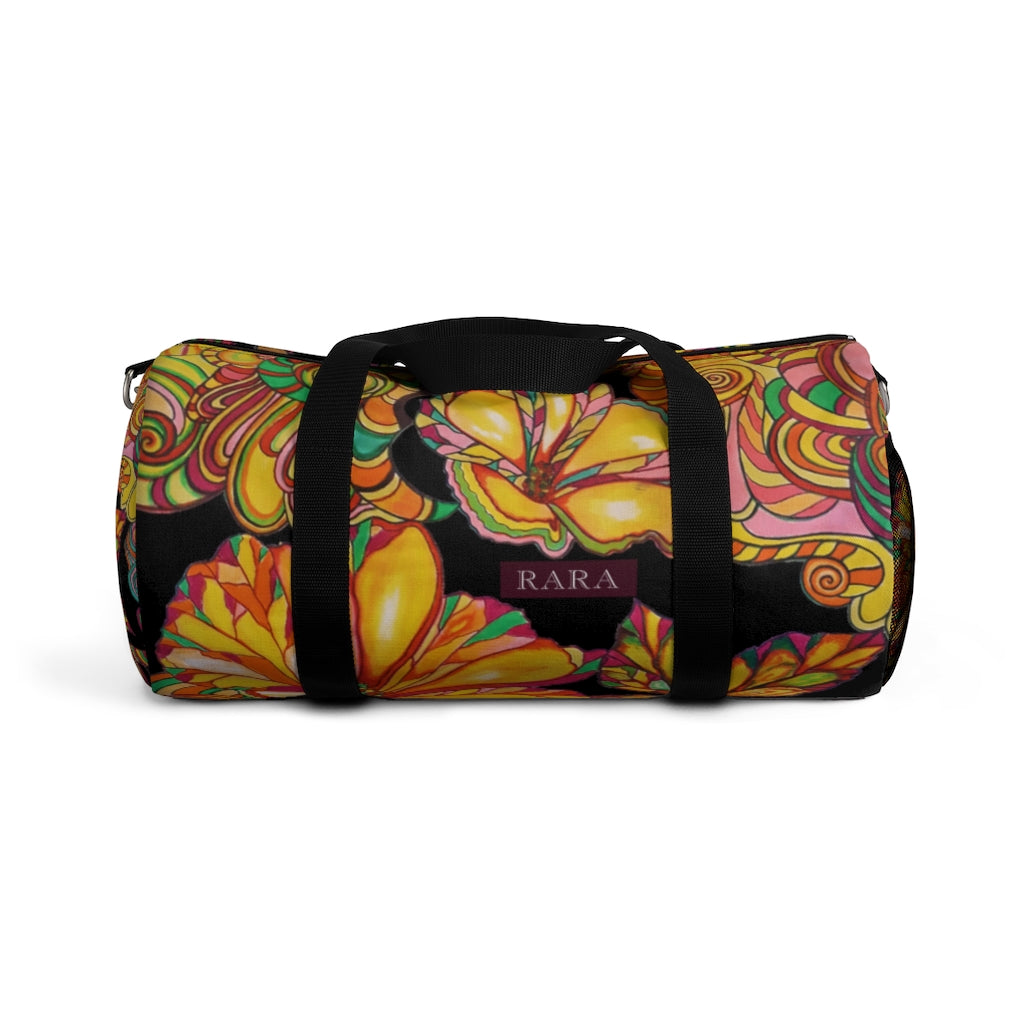 Artsy Floral Black Duffel Bag