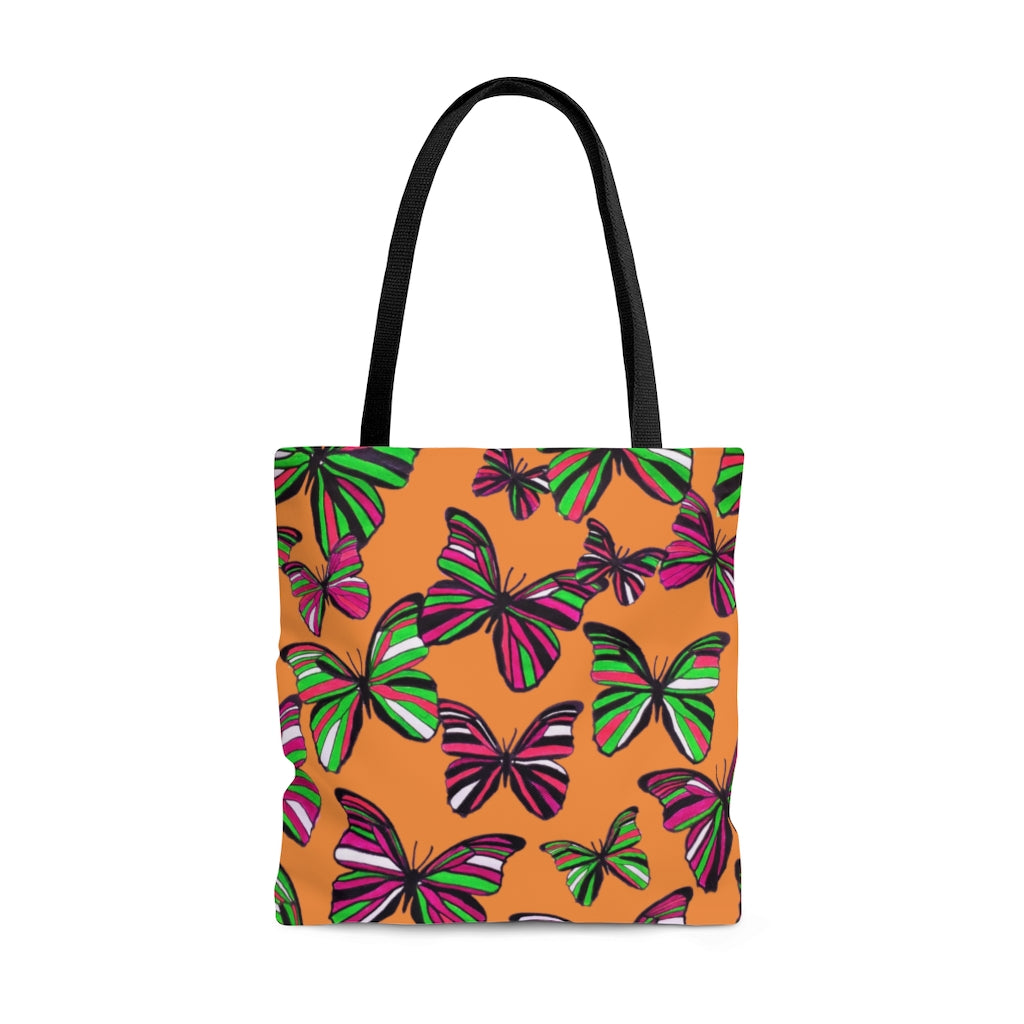 AOP Butterflies Peach Tote Bag