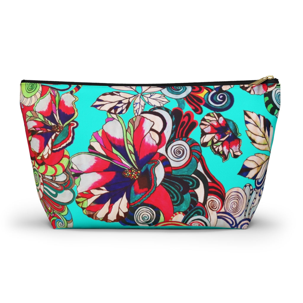 Artsy Floral Pop Cyan Accessory Pouch